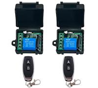 2 Pack DC 12V Remote Control Switch 433Mhz RF Wireless Relay Receiver Remote Control Light Switch Module Garage Door Remote for Motor, Light, Gate Door, DIY Wireless Controller