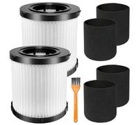 2 Pack DCV5801H HEPA Filter Compatible with DEWALT DCV580H, DCV581H 20V MAX Wet/Dry Vacuum, with 4 Foam Sleeve Filters & 1 Brush