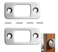 2 Pack Deadbolt Strike Plate, 304 Stainless Steel Door Latch | Reinforcement Keeper with Screws - Replacement Hardware for Internal Timber Bedroom, Bathroom & Storage Cupboard Doors