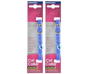 2 Pack Deal - Ancol - Reflective Softweave Cat Collar Blue
