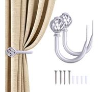 2 Pack Decorative Curtain Holdbacks, Coin Lantern Curtain Holdbacks, Curtain Holders for Drapes for Window Shower Curtain Drapery Voile Towel Coat (Silver)