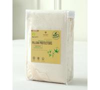 2-Pack Deluxe Organic Cotton Pillow Protectors Queen Size - Certified Organic, Waterproof, Zippered Encasement, Ultra-Soft Knit Fabric, Thick 280 GSM Cotton