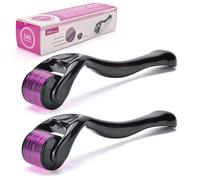 2 Pack Derma Roller, 0.25 and 0.5mm Microneedling Roller for Beard,Hair Growth - Microneedle Beard Roller for Face Scalp - Black Dermaroller for Men and Women