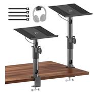 2 Pack Desk Clamp Studio Monitor Stands, Adjustable Tilt&Swivel Desktop Studio Speaker Stands for PreSonus, JBL Nano K, Height Adjustable Monitor Speaker Mounts for KRK, Klipsch, Polk Wr Headset Hook