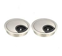 2 Pack Desk Grommet Kit Zinc Alloy Computer Desktop Grommets Wire Organizers Table Cable Cord Round Hole Cover for Home and Office (Ø60mm（2-3/8 Inch）, Brushed Silver)