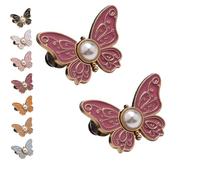 2-Pack Detachable Butterfly Clips,Pant Waist Tightener Butterfly, No-Sew Instant Waist Buckles,Buttons Pins For Loose Jeans Jackets Coats Shirts (2pcs-D)