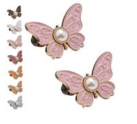 2-Pack Detachable Butterfly Clips,Pant Waist Tightener Butterfly, No-Sew Instant Waist Buckles,Buttons Pins For Loose Jeans Jackets Coats Shirts (2pcs-B)