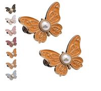 2-Pack Detachable Butterfly Clips,Pant Waist Tightener Butterfly, No-Sew Instant Waist Buckles,Buttons Pins For Loose Jeans Jackets Coats Shirts (2pcs-E)
