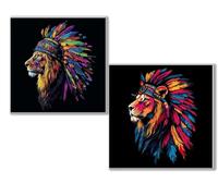2 Pack Diamond Art black, 5D DIY Diamond Painting Kits for Adults and Kids, lion Full Drill Gem Crystal Art kits, Home Wall Decor Christmas Winter, Gifts for Women (2 PCS) 16x16in40x40cm 0D-296