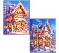 2 Pack Diamond Art Kits Adults Cartoon Diamond Painting Kit, 5D Full Drill Paint with Diamonds Gem Arts and Crafts for Adults, Large/Small Crystal Dimond Art for Home Wall Decor 30x40cm 1-592