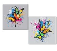2 Pack Diamond Art Yes, 5D DIY Diamond Painting Kits for Adults and Kids, Butterfly Full Drill Gem Crystal Art kits, Home Wall Decor Christmas Winter, Gifts for Women (2 PCS) 16x16in40x40cm 0D-433