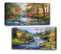 2 Pack Diamond Painting Kits,Large 5D DIY Landscape Diamond Painting Kits for Adults,DIY Full Drill Crystal Rhinestone Arts and Crafts,Lake Gem Art Painting with Diamond Home Wall Decor (28X16inch)