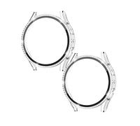 2 Pack Diamond Screen Protector Case Compatible with Samsung Galaxy Watch 6 40mm/44mm, Hard PC Bling Crystal Bumper Cover with Tempered Glass Screen Protector