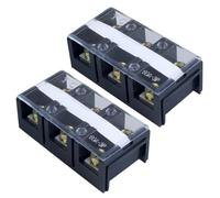 2 Pack DIANQI 60A 660V Terminal Block 3 Position Screw Terminal Strip Dual Row with Cover（TC603 2Pcs）