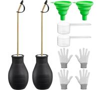 2 Pack Diatomaceous Earth Powder Duster, 8OZ Garden Powder Applicator Dispenser with Long Metal Tube, Bulb Duster Sprayer for Home Organic Gardening Agricultural Supply(Black)