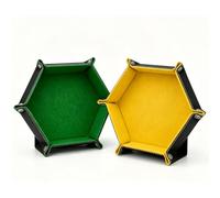 2 Pack Dice Tray, Hexagonal Folding PU Leather Dice Trays for Dnd Rpg Tabletop Games, Portable Dice Rolling Tray Storage Box for Board Game Accessories (Mustard Yellow & Forest Green)