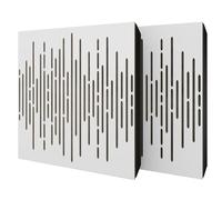 2 Pack - Diffuse Sound-Absorbing Acoustic Panel with Velvet Fabric & Mounting Kit | 50x50x5cm | Reflection - Soundproofing | Home Acoustic Treatment [WAVE - White | Green]