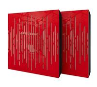 2 Pack - Diffuse Sound-Absorbing Acoustic Panel with Velvet Fabric & Mounting Kit | 50x50x5cm | Reflection - Soundproofing | Home Acoustic Treatment [WAVE - Red plastic | Rose]