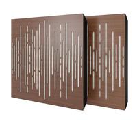 2 Pack - Diffuse Sound-Absorbing Acoustic Panel with Velvet Fabric & Mounting Kit | 50x50x5cm | Reflection - Soundproofing | Home Acoustic Treatment [WAVE - Nut | White]