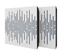 2 Pack - Diffuse Sound-Absorbing Acoustic Panel with Velvet Fabric & Mounting Kit | 50x50x5cm | Reflection - Soundproofing | Home Acoustic Treatment [WAVE - White | Blue]