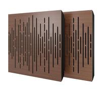 2 Pack - Diffuse Sound-Absorbing Acoustic Panel with Velvet Fabric & Mounting Kit | 50x50x5cm | Reflection - Soundproofing | Home Acoustic Treatment [WAVE - Nut | Black]