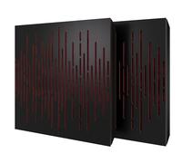 2 Pack - Diffuse Sound-Absorbing Acoustic Panel with Velvet Fabric & Mounting Kit | 50x50x5cm | Reflection - Soundproofing | Home Acoustic Treatment [WAVE - Black | Burgundy]