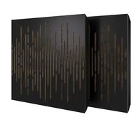 2 Pack - Diffuse Sound-Absorbing Acoustic Panel with Velvet Fabric & Mounting Kit | 50x50x5cm | Reflection - Soundproofing | Home Acoustic Treatment [WAVE - Black | Beige]