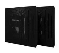 2 Pack - Diffuse Sound-Absorbing Acoustic Panel with Velvet Fabric & Mounting Kit | 50x50x5cm | Reflection - Soundproofing | Home Acoustic Treatment [WAVE - Black plastic | Black]