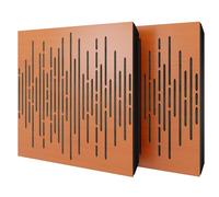 2 Pack - Diffuse Sound-Absorbing Acoustic Panel with Velvet Fabric & Mounting Kit | 50x50x5cm | Reflection - Soundproofing | Home Acoustic Treatment [WAVE - Cherry | Grey]