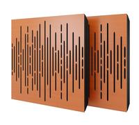 2 Pack - Diffuse Sound-Absorbing Acoustic Panel with Velvet Fabric & Mounting Kit | 50x50x5cm | Reflection - Soundproofing | Home Acoustic Treatment [WAVE - Cherry | Black]