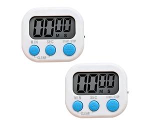 2 Pack Digital Kitchen Timer Large Buttons Big Digits Loud Countdown | Multifunctional cooking classroom, Kickstand display easy read, Battery operated portable, Bathroom teachers ringing sound