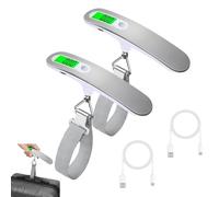 2 Pack Digital Luggage Scale with Strap, Portable Handheld Suitcase Weighing Scales 110lb/50kg - High Precision LCD Display, Tare Function, Temperature Sensor,Rechargeable For Travel Bags,Suitcases