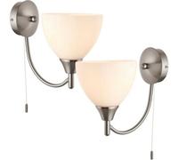 Loops 2 PACK Dimmable LED Wall Light Satin Chrome & Frosted Glass Shade Curved Lamp in Clear Loops Clear