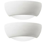 2 Pack Dimmable Led Wall Light Unglazed Ceramic Semi Dome Lounge Lamp Fitting
