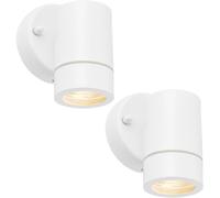 2 PACK Dimmable Outdoor IP44 Downlight - 7W GU10 LED - Gloss White & Glass