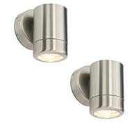 2 PACK Dimmable Outdoor IP65 Wall Downlight - 7W GU10 LED - Stainless Steel Loops Metallics One Size