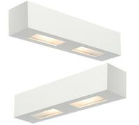 Loops 2 PACK Dimmable Twin Wall Light Primed White (ready to paint) Box Down Lamp Loops White
