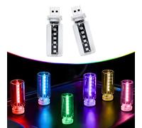 2-Pack Dimmable USB LED Night Lights for Car Interior, Touch Control Vintage Edison Filament Bulbs, Portable Mini Glass Bottle Ambient Lighting for Bedroom, Camping, Holiday Decor (2 PCS Rainbow Cool)