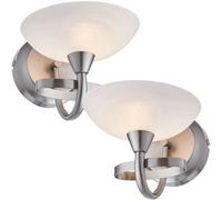 Loops 2 PACK Dimming LED Wall Light Satin Chrome & White Lined Glass Vintage Lamp Loops White