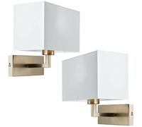 Loops 2 PACK Dimming LED Wall Light Satin Nickel & White Shade Sleek Rectangle Lamp in Metallics Loops Metallics