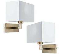 2 Pack Dimming Led Wall Light Satin Nickel & White Shade Sleek Rectangle Lamp