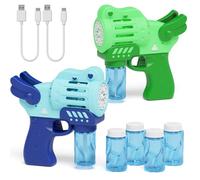 2 Pack Direct USB-C Charging, Leak-Proof Bubble Gun - 38 Min Fast Charge, One-Trigger Simple Operation, Fixed Voltage for Efficient Bubbles, LED Lights Indoor & Outdoor Toys Birthday Gifts for Kids