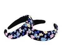 2 Pack Ditsy Floral Seamless Pattern Womens Headbands, Vintage Thick Hair Bands, Wide Hair Band Hoops, Velvet Padded Headbands for Girls
