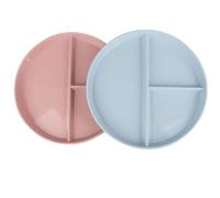 2 Pack Divided Dinner Plates, 9 inch Unbreakable Portion Control Plates, Reusable Divider Plate, Microwave and Dishwasher Safe Dishes for Adult, Color Blue Pink