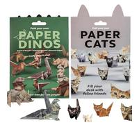 2 Pack DIY 3D Origami Dinosaur Cat Paper Paper Cats Origami Kit Fold Papers Handmade Animal Shaped Decoration Kit for Boys Girls Adults Animal Lovers Gift