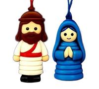 2 Pack DIY Button Christmas Ornament Kit, DIY Christmas Button Craft Kit, Make Your Own Buttons Jesus Mary Tree Decorations, Religious Figurines Christmas Pendant Making Set