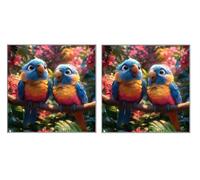 2 Pack DIY Diamond Art Kit for Adults, Parrot Peach Blossom, 5D Diamond Painting Kits, DIY Crystal Embroidery Painting Set, Living Room, Bedroom, Office Decoration, 60x60cm Z1YX-892