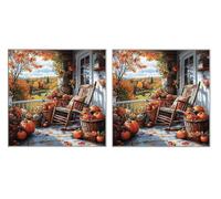 2 Pack DIY Diamond Art Kit for Adults, Pumpkin Autumn, 5D Diamond Painting Kits, DIY Crystal Embroidery Painting Set, Suitable for All Ages, Living Room, Bedroom, Office Decoration, 80x80cm Z1YX-570