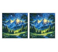 2 Pack DIY Diamond Art Kit for Adults, Star Forest, 5D Diamond Painting Kits, DIY Crystal Embroidery Painting Set, Suitable for All Ages, Living Room, Bedroom, Office Decoration, 40x40cm Z1YX-839