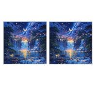 2 Pack DIY Diamond Art Kit for Adults, Star Waterfall, 5D Diamond Painting Kits, DIY Crystal Embroidery Painting Set, Suitable for All Ages, Living Room, Bedroom, Office Decoration, 30x30cm Z1YX-838